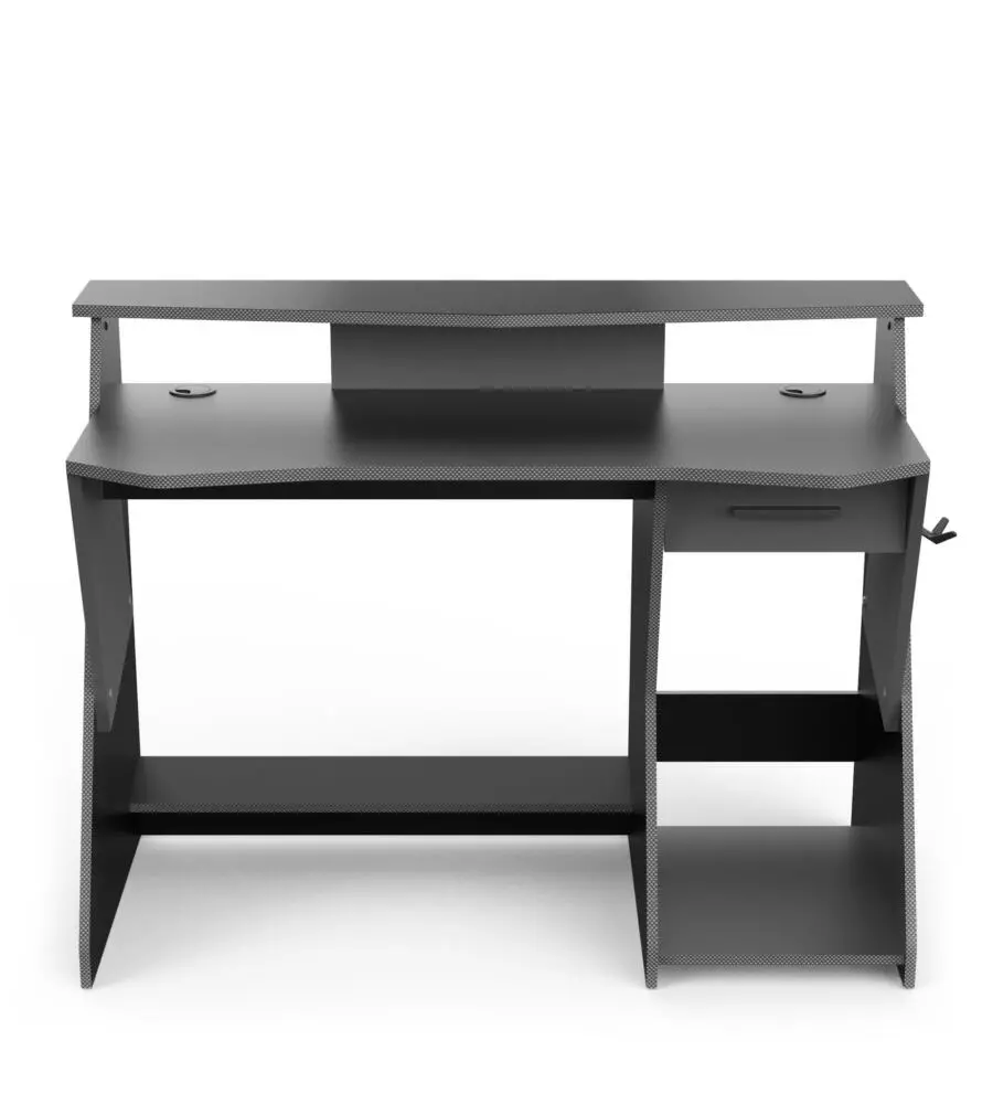 SCRIVANIA "GAMING" NERA CON PORTACUFFIE E PASSACAVI, 123,5X59,8X90,2 CM